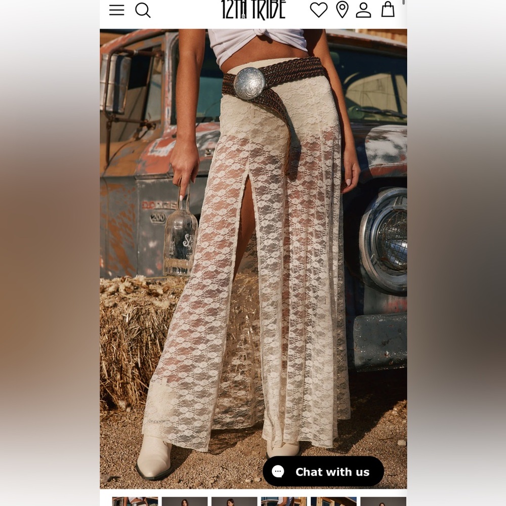 12th Tribe Odessa White Lace Maxi Skirt